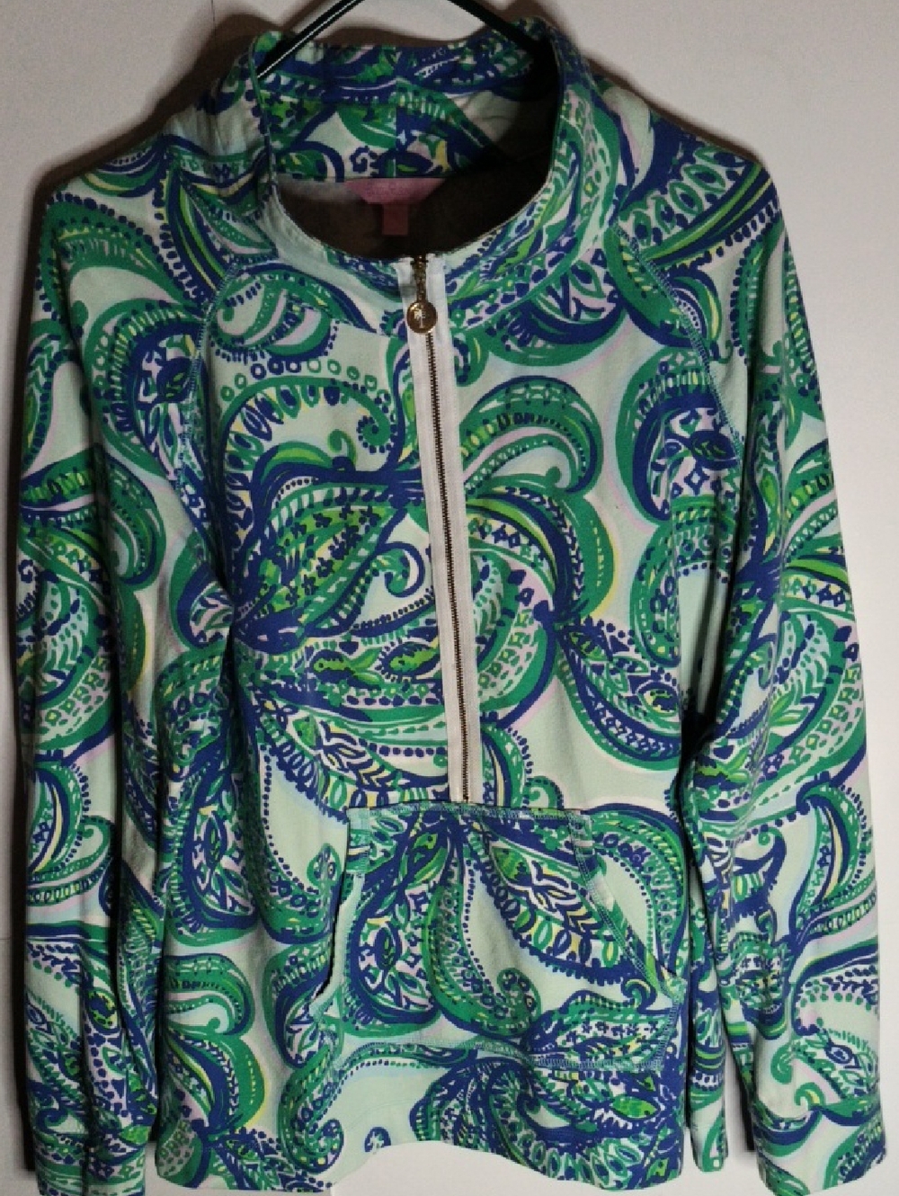 Lilly Pulitzer Skipper Popover Keep It Current Blue And Greent Print Pullover